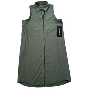 Hi-Tec Foraker Sleeveless Button Up Dress Women's Small Dusty Olive New Active